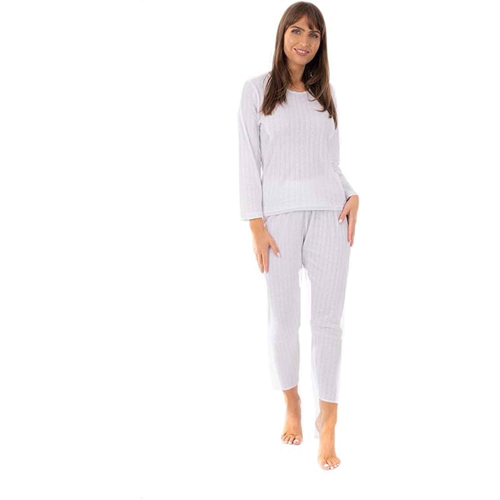 Women's Thermal Long Sleeve Top And Long Jane Pants Set Cotton Rich