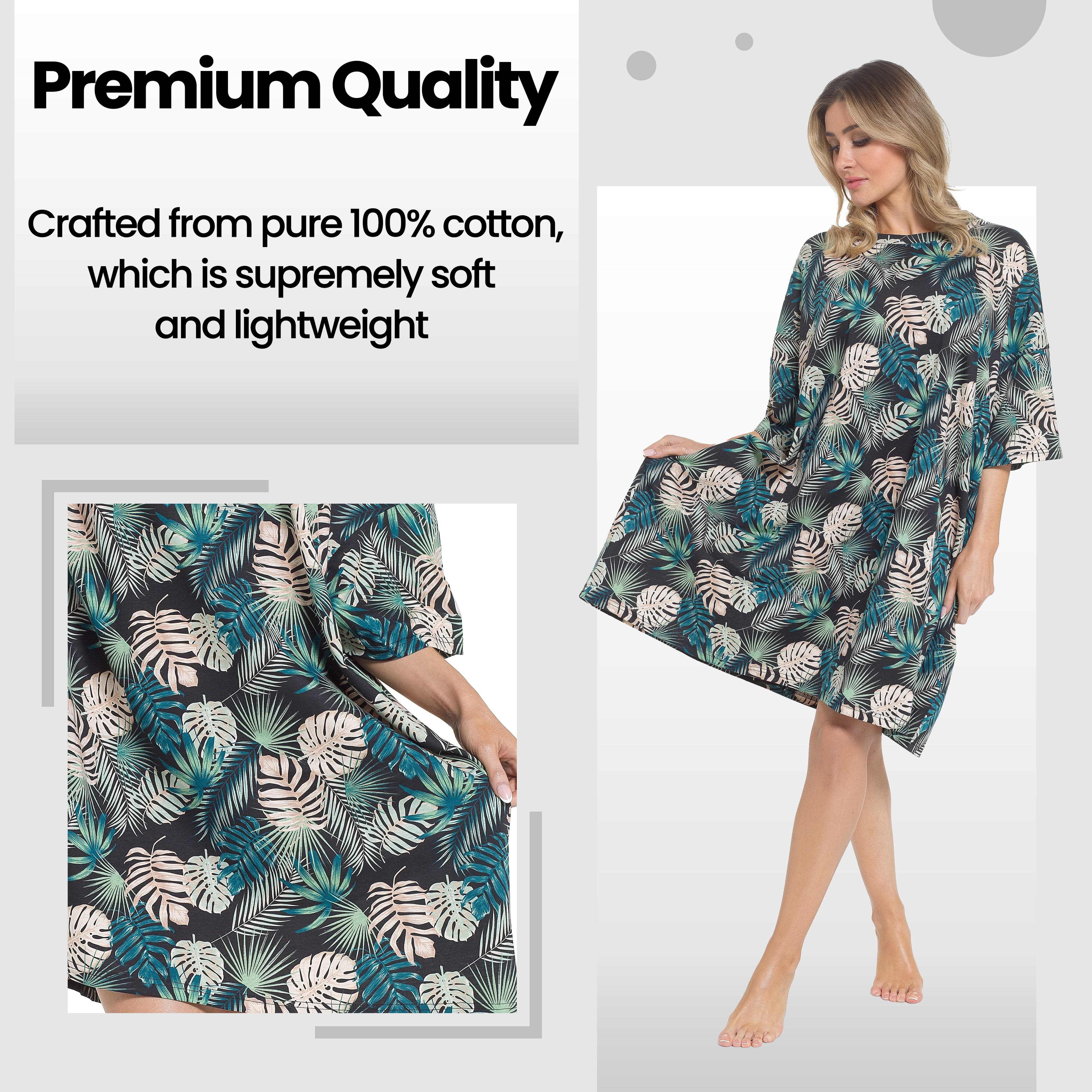 Women's Tropical Baggy Nighty Dress Oversized T Shirt Nighties One Hundred