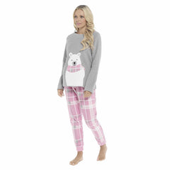 Women's Fleece Pyjama Set Ultra Soft Polar Bear Print Cosy Winter