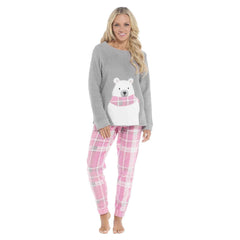 Women's Fleece Pyjama Set Ultra Soft Polar Bear Print Cosy Winter