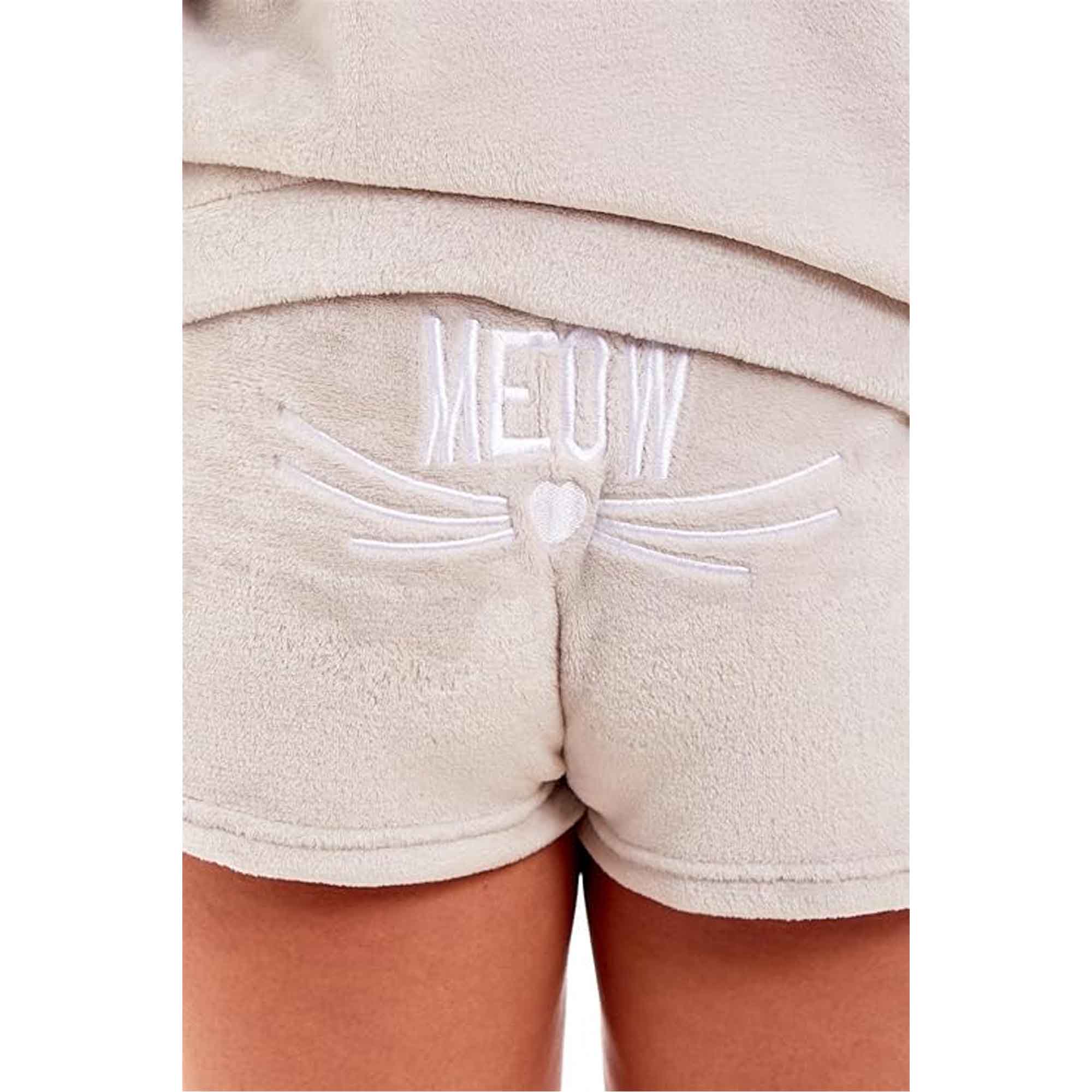 Women's Hooded Fleece Pyjama Set With Shorts Ultra Soft Fluffy Loungewear