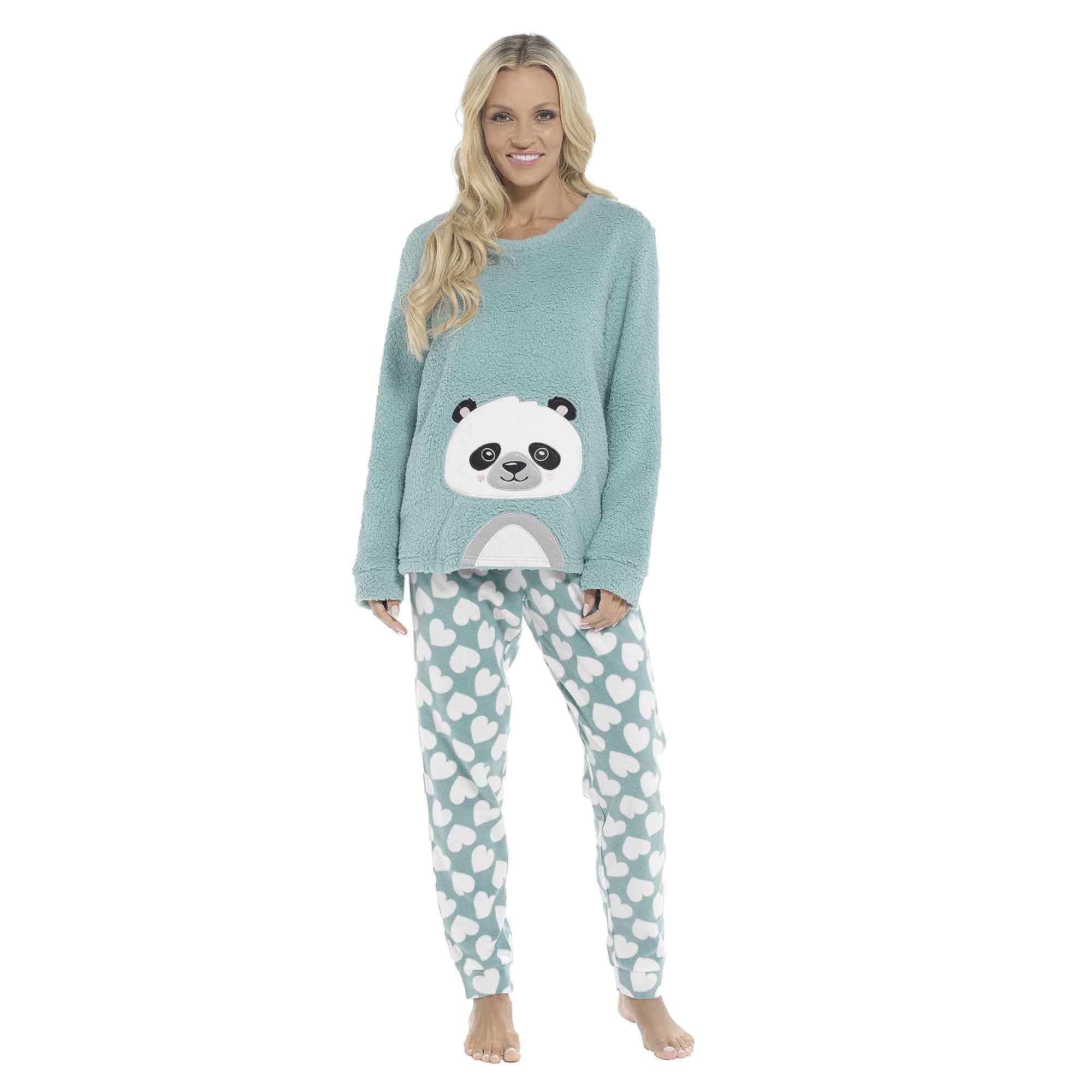 Panda Ultra Soft Snuggle Fleece Pyjama Set For Women's Cosy Winter
