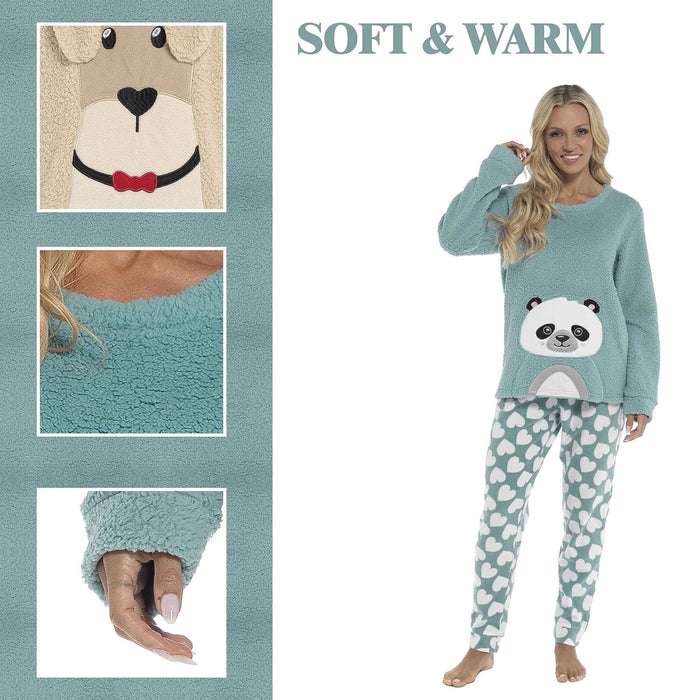 Panda Ultra Soft Snuggle Fleece Pyjama Set For Women's Cosy Winter, image 2
