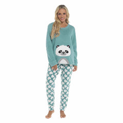Panda Ultra Soft Snuggle Fleece Pyjama Set For Women's Cosy Winter