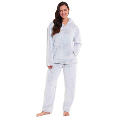 Women's Plush Fleece Hooded Pyjama Set Ultra Soft Winter Nightwear