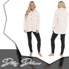 Women's Sherpa Lounge Set With Double Pocket Top And Leggings Ultra-Soft