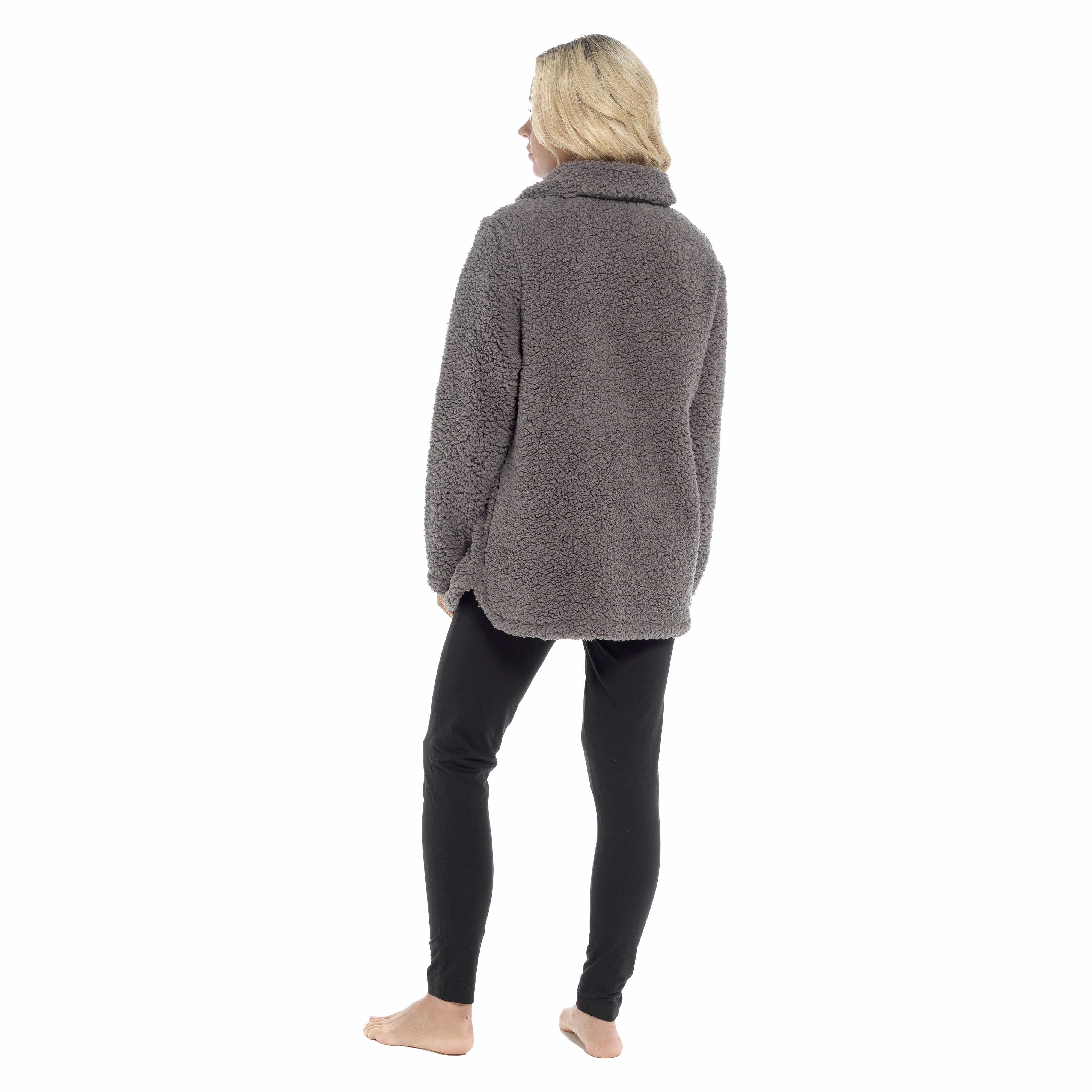 Women's Sherpa Lounge Set With Double Pocket Top And Leggings Ultra-Soft