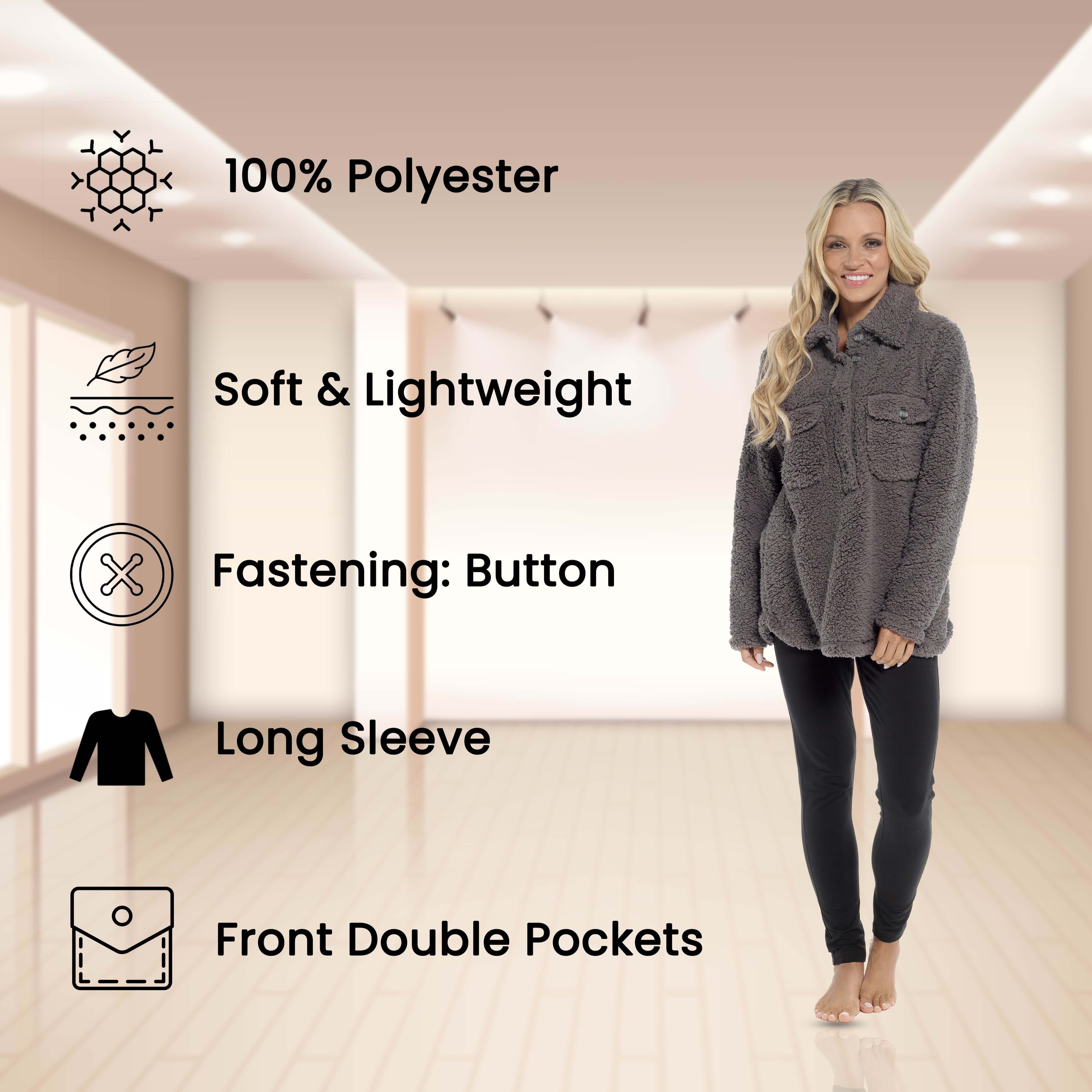 Women's Sherpa Lounge Set With Double Pocket Top And Leggings Ultra-Soft