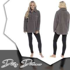 Women's Sherpa Lounge Set With Double Pocket Top And Leggings Ultra-Soft