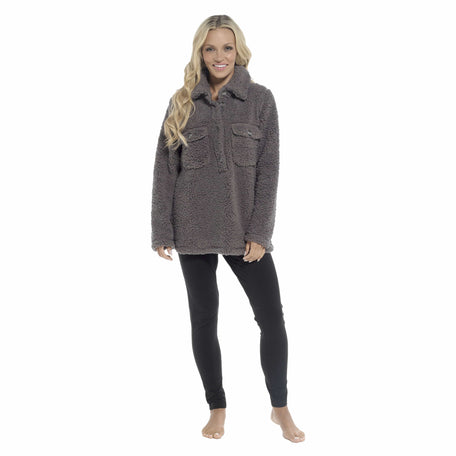 Women's Sherpa Lounge Set With Double Pocket Top And Leggings Ultra-Soft