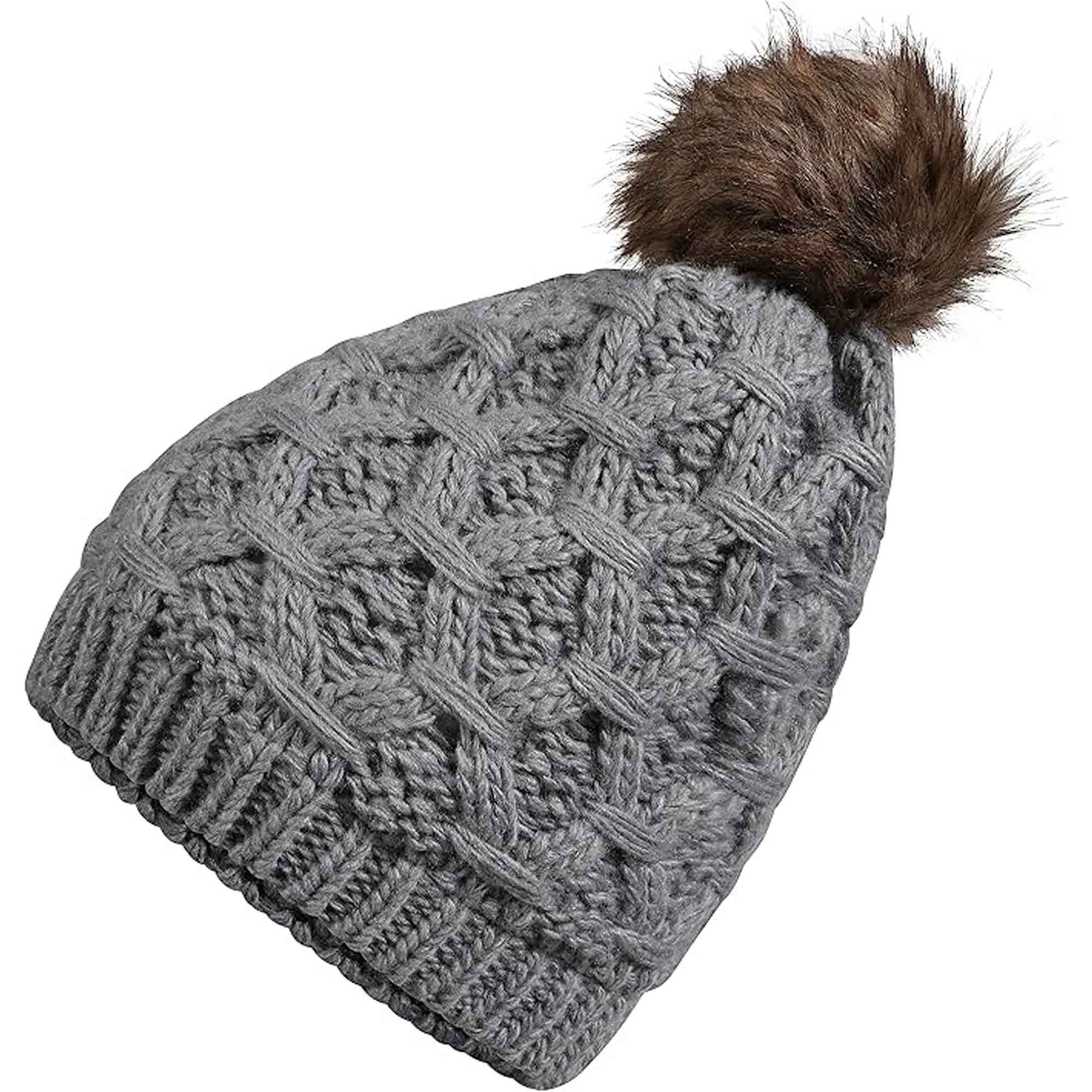 Women's Waterproof Thinsulate Insulated Chunky Beanie Hat With Pom Pom Cable