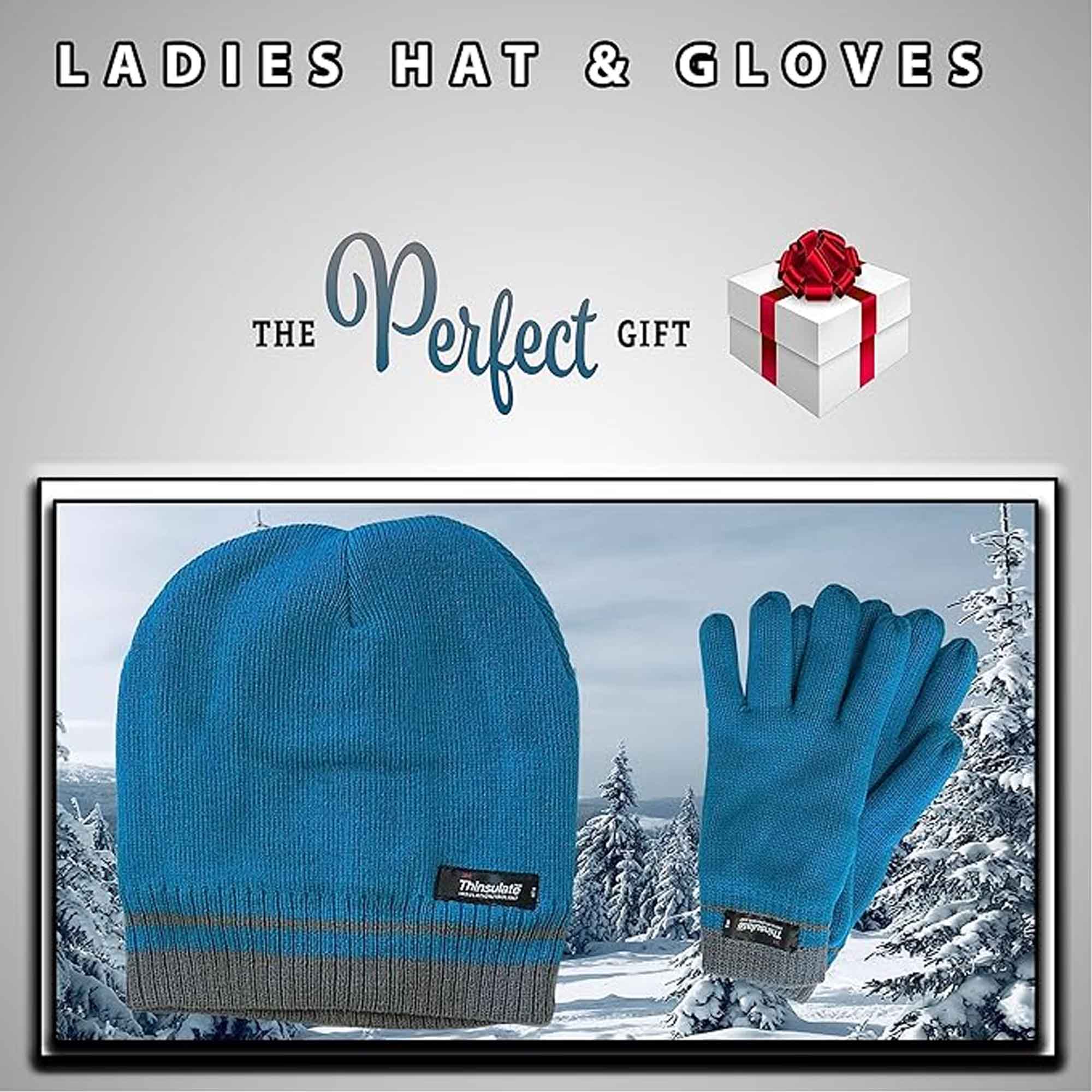 Women's Hat And Gloves Set With 3M Thinsulate Thermal Insulation Winter Warmth