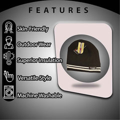 Women's Thermal Beanie Hat With 3M Thinsulate Insulation Stripe Design Acrylic Winter