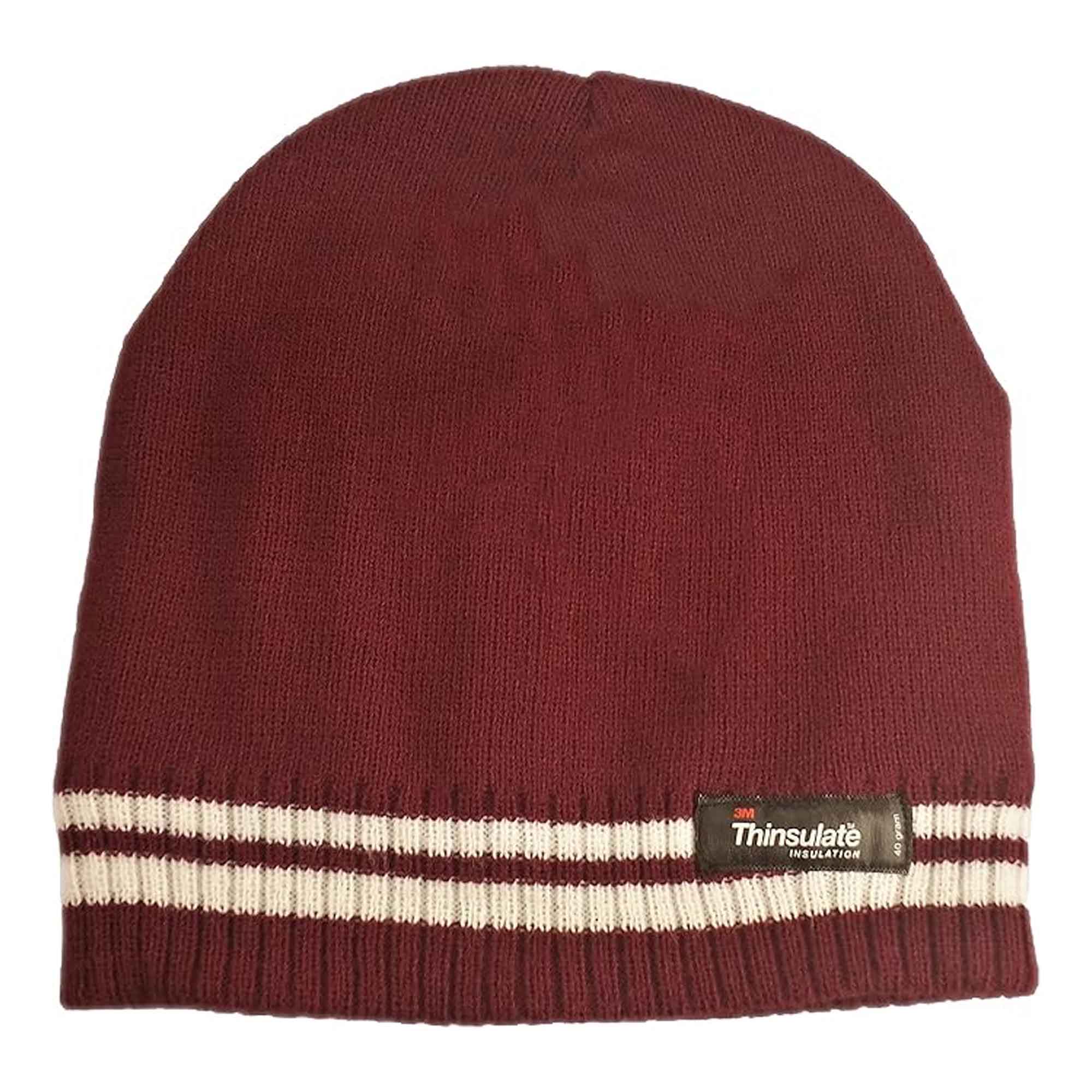 Women's Thermal Beanie Hat With 3M Thinsulate Insulation Stripe Design Acrylic Winter
