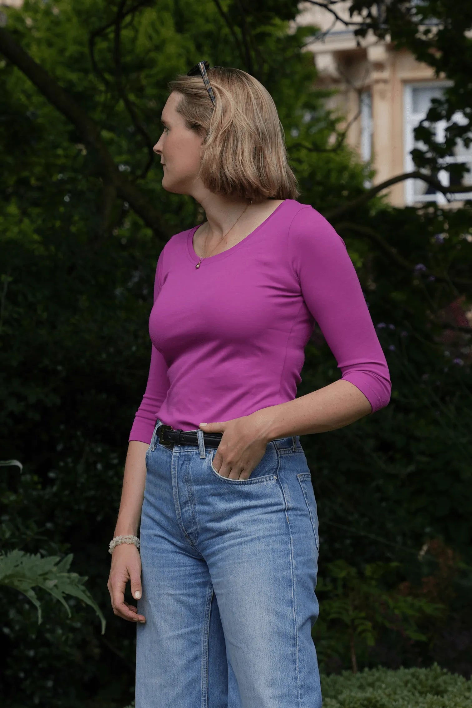 Women's 3/4 Sleeve Scoop Neck T-Shirt – Cotton Modal, UK 6-18