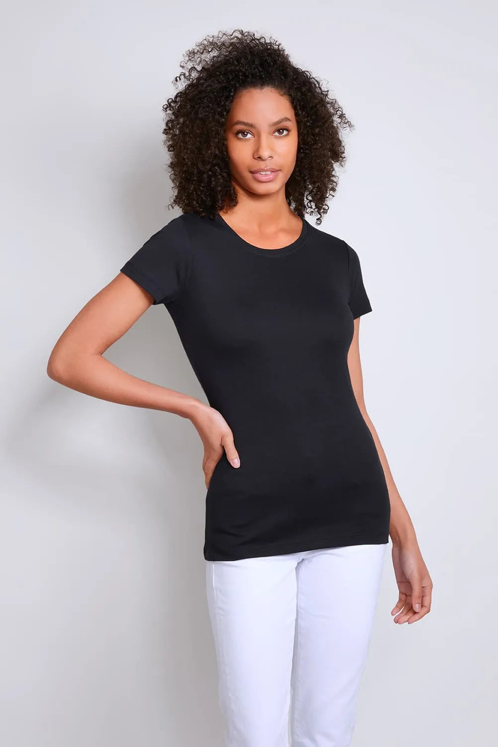 Women's Crew Neck T-Shirt – Cotton Modal, UK 8-18, Made in Portugal